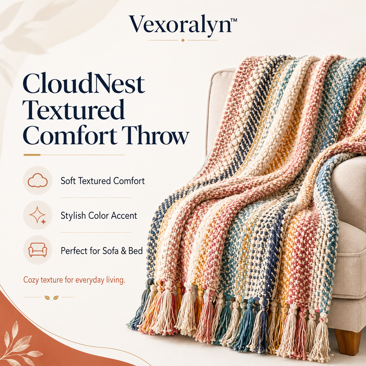 Vexoralyn™ CloudNest Textured Comfort Throw