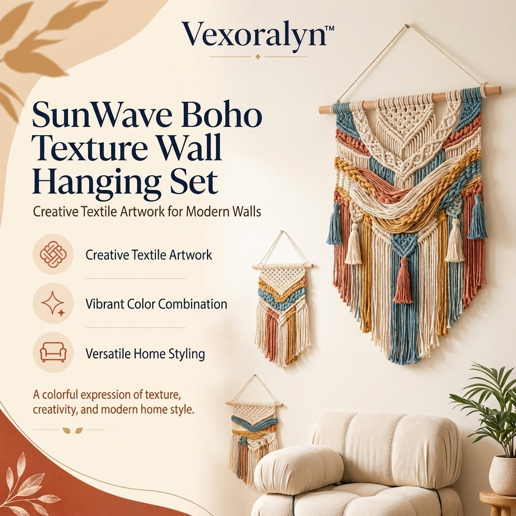 Vexoralyn™ SunWave Boho Texture Wall Hanging Set