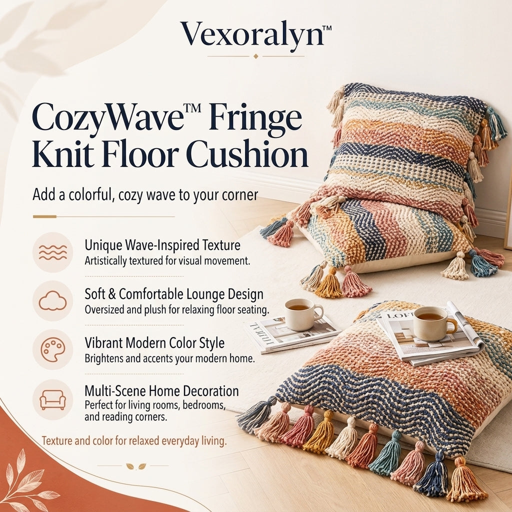 Vexoralyn™ CozyWave Fringe Knit Floor Cushion
