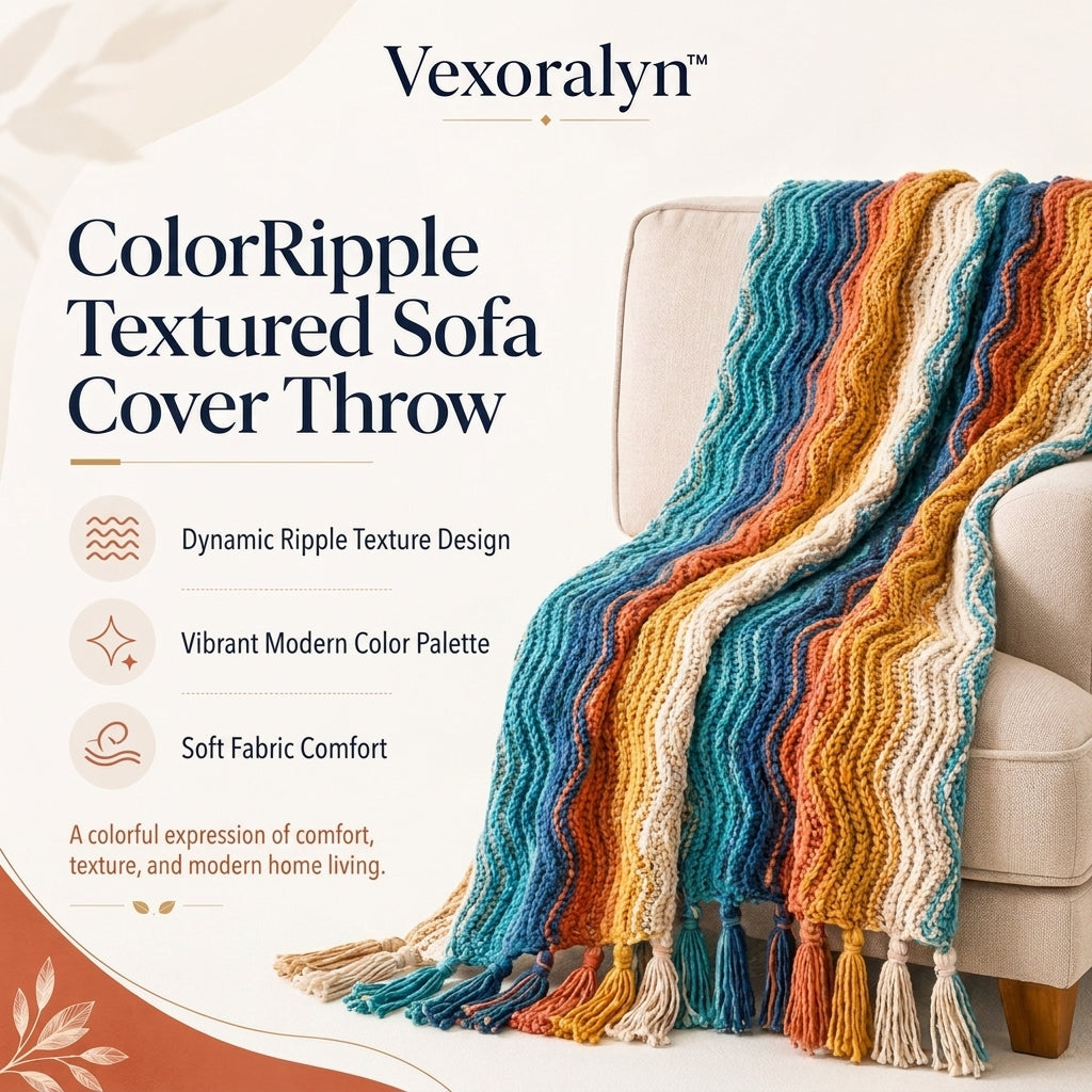 Vexoralyn™ ColorRipple Textured Sofa Cover Throw