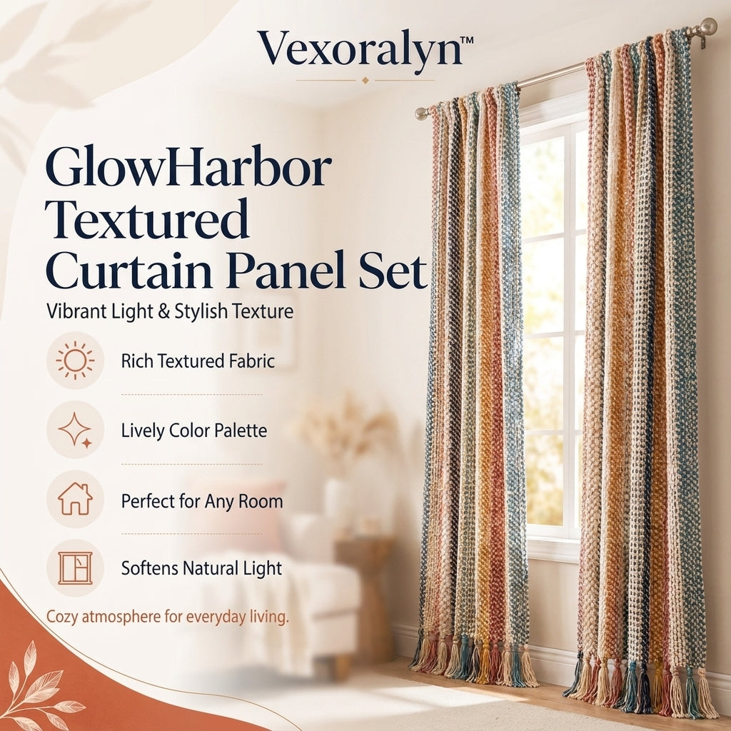 Vexoralyn™ GlowHarbor Textured Curtain Panel Set