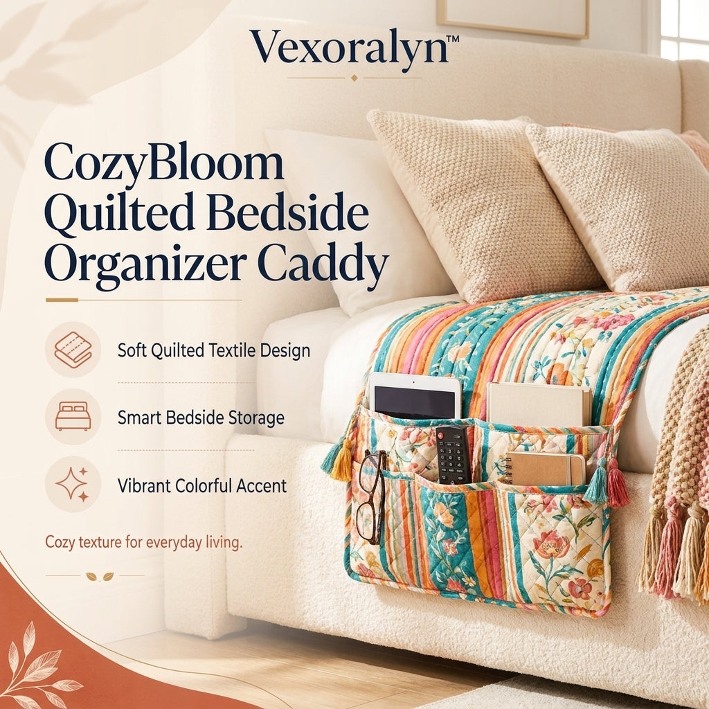 Vexoralyn™ CozyBloom Quilted Bedside Organizer Caddy